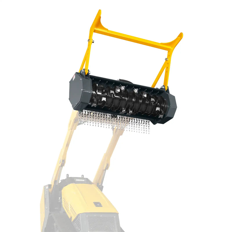 37"Mini Skid Steer Drum Forestry Brush Mulcher Attachment, Hydraulic Flow Range 11 To 16 GPM,MCH37