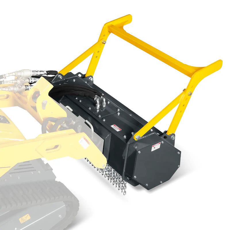 37"Mini Skid Steer Drum Forestry Brush Mulcher Attachment, Hydraulic Flow Range 11 To 16 GPM,MCH37